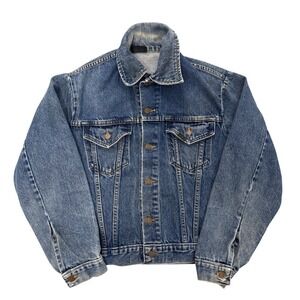 Vintage 70s Sears Roebucks Blue Denim Jean Jacket Trucker Medium Wash Fits S/M